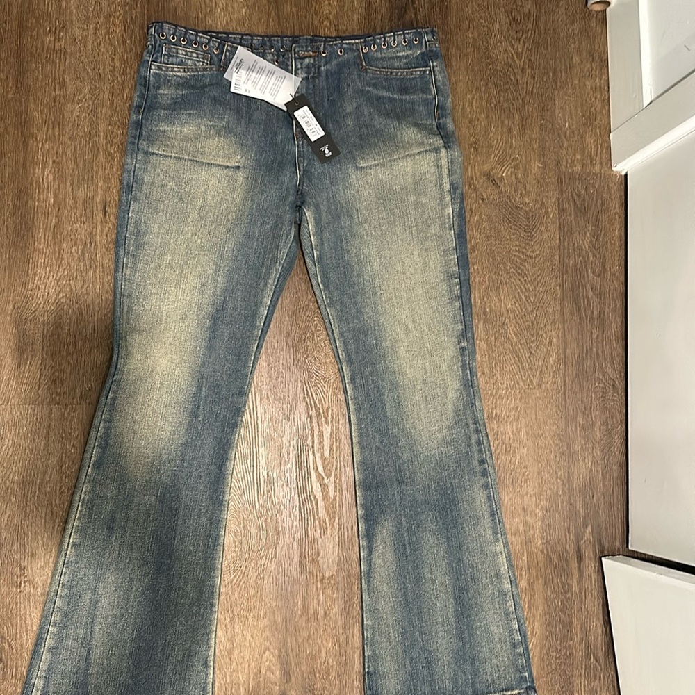 Jaded London Blue Flare Jeans